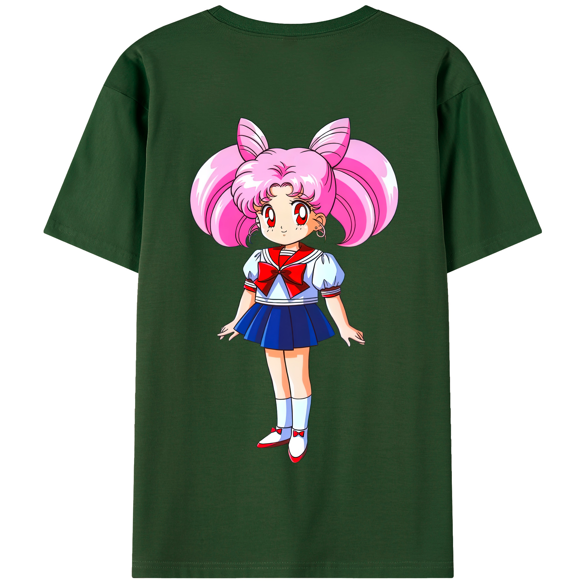 （画像用） 美少女戦士セーラームーン ちびうさ Sailor Moon Chibiusa Tsukino Usagi Small Lady Serenity 綿100％半袖Tシャツ（背面プリント）